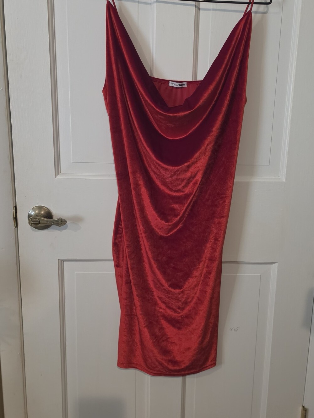 Fashion Nova Red Velvet Cowl Neck Midi Dress Plus Size 2X *Holiday Party*